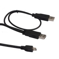 USB kabel 2 x A-male naar 1 x Mini USB
