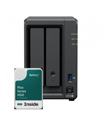 Synology DS725+ 2Bay 32TB NAS met 2x 16TB Synology Plus HDD