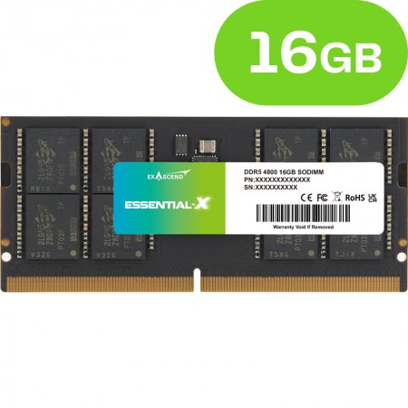 16GB Exascend Essential-X DDR5 SO-DIMM 4800MT/s ES16G5S4800AU