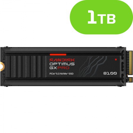 1TB SanDisk Optimus GX PRO 8100 PCIe 5.0 M.2 NVMe SSD heatsink