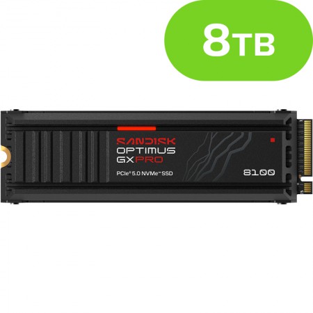 8TB SanDisk Optimus GX PRO 8100 PCIe 5.0 M.2 NVMe SSD heatsink